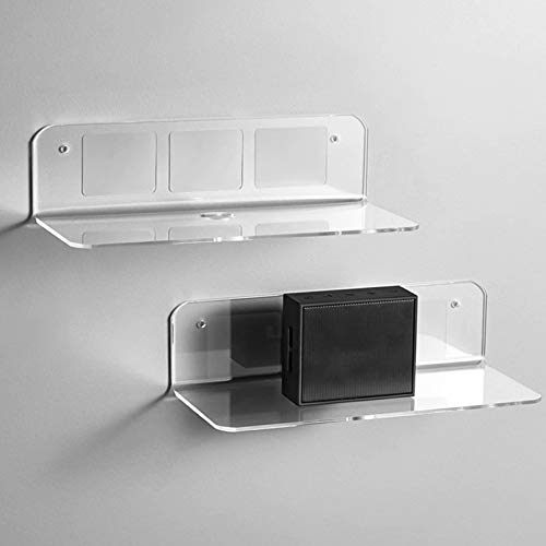 Cabilock Clear Acrylic Floating Wall Shelf Wall Mounted Storage Shelf for Figures Collections Plant Photo in Bathroom Kitchen Office