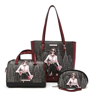 Nicole Lee Career Woman 3 Piece Set (Shopper, Mini Boston, Pouch)