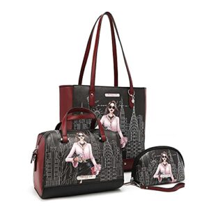 Nicole Lee Career Woman 3 Piece Set (Shopper, Mini Boston, Pouch)