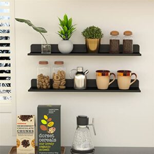 Alonsoo Floating Shelves Metal Wall Mounted Shelf Organizer for Picture Ledge Wall Mounted Shelves for Bathroom, Kitchen Rustic Spice Rack, Black,Stainless Steel