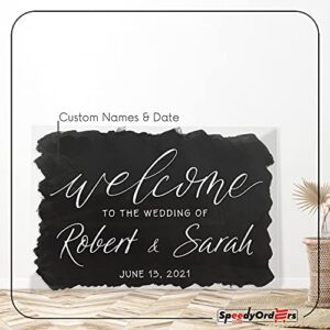 SPEEDYORDERS Personalized Acrylic Wedding Sign - Custom Welcome to Our Wedding Acrylic Sign - Painted Look Modern Acrylic Design with Personalized Name and Date