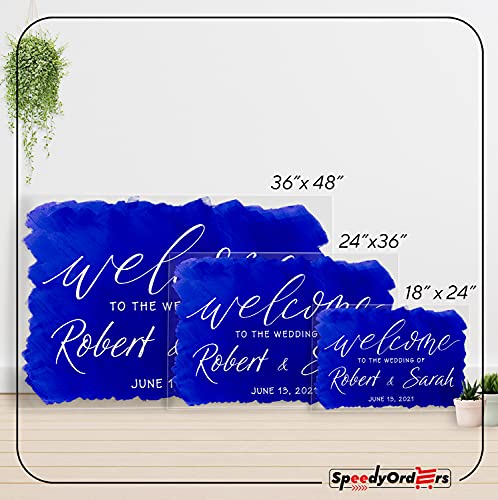 SPEEDYORDERS Personalized Acrylic Wedding Sign - Custom Welcome to Our Wedding Acrylic Sign - Painted Look Modern Acrylic Design with Personalized Name and Date