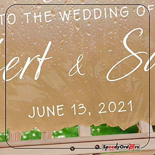 SPEEDYORDERS Personalized Acrylic Wedding Sign - Custom Welcome to Our Wedding Acrylic Sign - Painted Look Modern Acrylic Design with Personalized Name and Date