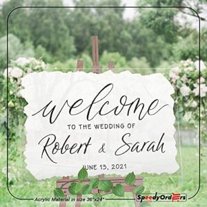 SPEEDYORDERS Personalized Acrylic Wedding Sign - Custom Welcome to Our Wedding Acrylic Sign - Painted Look Modern Acrylic Design with Personalized Name and Date