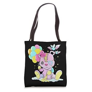 kawaii pastel goth witchy bear balloons cute creepy bear tote bag