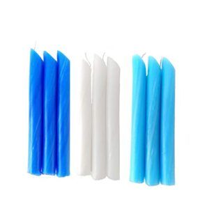 candlestock colors of the sky drip candle pack – set of 9 blue and white dripping wine bottle candles