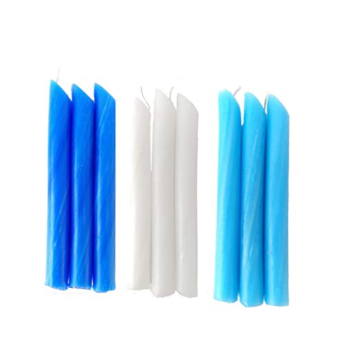 Candlestock Colors of The Sky Drip Candle Pack - Set of 9 Blue and White Dripping Wine Bottle Candles