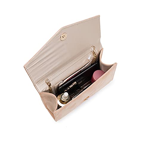 IXEBELLA Women Evening Bag Dressy Clutch Handbag Faux Suede Purse for Wedding (Nude)