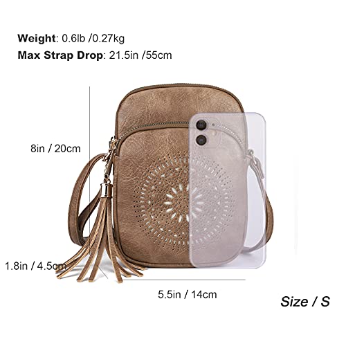 Small Crossbody Bags for Women Boho Cell Phone Purse Cross body Handbags with Triple Zip Pockets,Vegan Leather