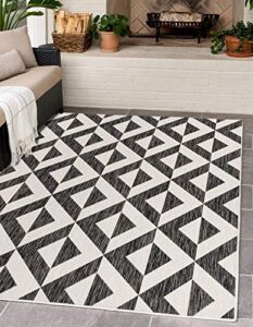 unique loom jill zarin outdoor collection geometric area rug (7′ 0 x 10′ 0 rectangular, charcoal gray)