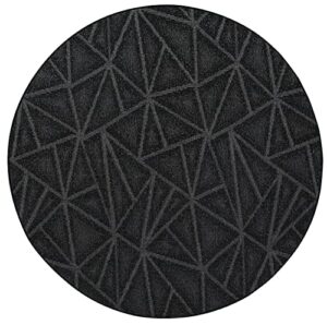 furnish my place modern indoor/outdoor commercial black rug, modern area rug, doorway mat, round rug, commercial rug for living room, entryway, kids, made in usa – 6′ round