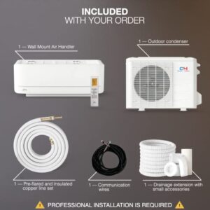 Cooper & Hunter 12,000 BTU, 115V, 20.8 SEER2 Ductless Mini Split AC/Heating System Pre-Charged Inverter Heat Pump with 16ft Installation Kit