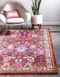 rugs.com fleur collection rug – 8′ x 11′ multi medium-pile rug perfect for living rooms, large dining rooms, open floorplans