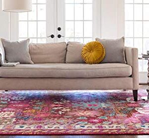 Rugs.com Fleur Collection Rug – 8' x 11' Multi Medium-Pile Rug Perfect for Living Rooms, Large Dining Rooms, Open Floorplans