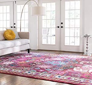 Rugs.com Fleur Collection Rug – 8' x 11' Multi Medium-Pile Rug Perfect for Living Rooms, Large Dining Rooms, Open Floorplans