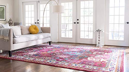 Rugs.com Fleur Collection Rug – 8' x 11' Multi Medium-Pile Rug Perfect for Living Rooms, Large Dining Rooms, Open Floorplans