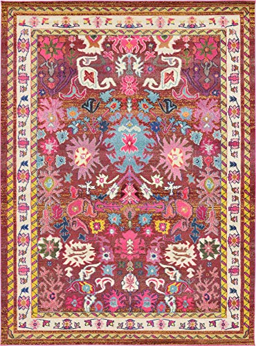 Rugs.com Fleur Collection Rug – 8' x 11' Multi Medium-Pile Rug Perfect for Living Rooms, Large Dining Rooms, Open Floorplans