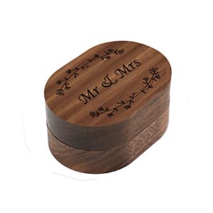 Wedding Ring Box, Wood Ring box for Proposal, Rustic Mr & Mrs Carve Engagement Ring Holder Gift for Wedding Ceremony