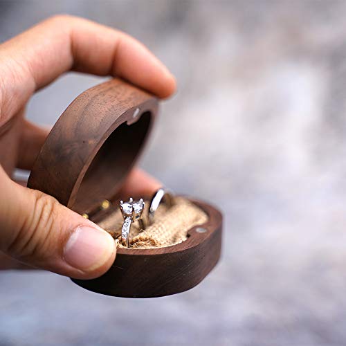 Wedding Ring Box, Wood Ring box for Proposal, Rustic Mr & Mrs Carve Engagement Ring Holder Gift for Wedding Ceremony