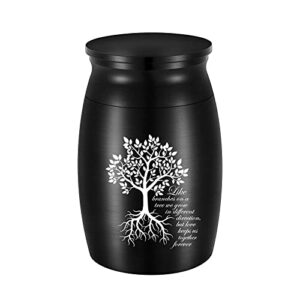 small urn for ashes 3 inches mini tree of life aluminum urn for human ashes cremation funeral ash holder – like branches on a tree we grow in different direction，but love keeps us together forever