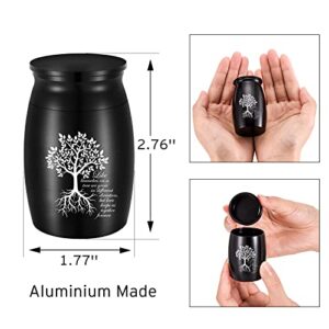 Small Urn for Ashes 3 Inches Mini Tree of Life Aluminum Urn for Human Ashes Cremation Funeral Ash Holder - Like Branches on a Tree we Grow in Different Direction，but Love Keeps us Together Forever