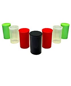 EVO Plastics| 30 Pack of Pop Top Containers DRAM 19 Bottles (Mixed)(2.75" Deep X 1.5" Wide) - Packaging Supplies - Dry Herb Containers - Child Resistant Smell Proof Container - Pill Vials - Rx Vial