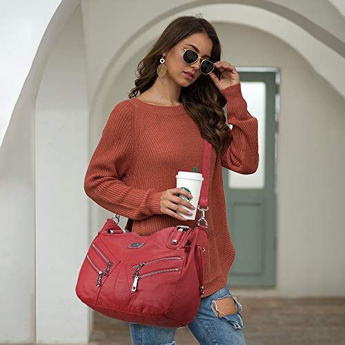 Angelkiss Purses and Handbags Middle Size Tote Hobo Bags for Woman Soft Leather Cross body Shoulder Bag Ladies Satchel Bag