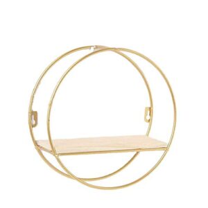 hacoly wall mounted round gold floating shelves storage shelves for wall bedroom living room bathroom kitchen and office, 25x9cm