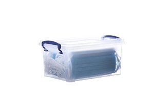 superio clear storage bins with lid stackable plastic deep storage latch box with snap lock closure (3 quart)