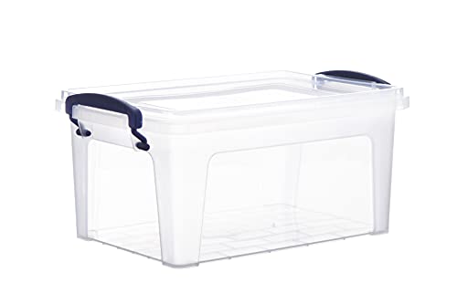 Superio Clear Storage Bins with Lid Stackable Plastic Deep Storage Latch Box with Snap Lock Closure (3 Quart)