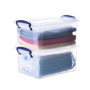 Superio Clear Storage Bins with Lid Stackable Plastic Deep Storage Latch Box with Snap Lock Closure (3 Quart)