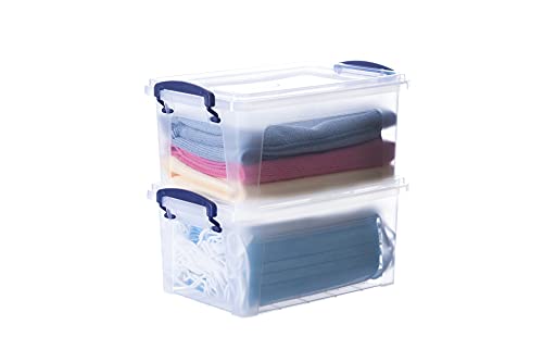 Superio Clear Storage Bins with Lid Stackable Plastic Deep Storage Latch Box with Snap Lock Closure (3 Quart)