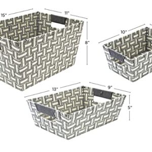 OneDesign Home: Set of 3 Woven Storage Basket - S/M/L (White)