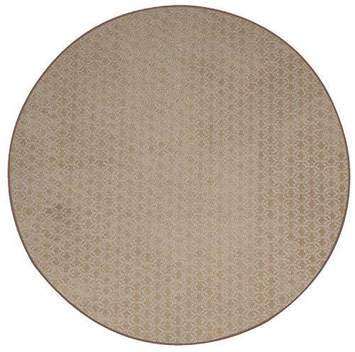 Furnish my Place Abstract Contemporary Geometrical Honeycomb Textured Modern Plush Two Tone High Low Pattern Rug, Round Rug, Pet-Friendly Carpet, Abstract Rug, Made in USA - Valid Brown, 2' Round