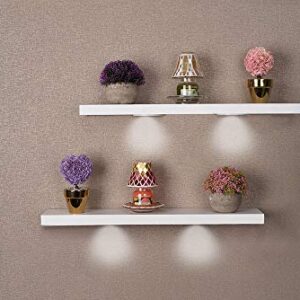 SkyMall Versatile Wood Floating Wall Shelves with LED Lights - White (Set of 2)