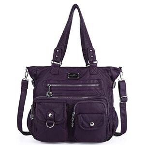 angelkiss purses and handbag for women soft pu leather shoulder handbag hobo bags satchel shoulder bags ladies tote crossbody travel bag purple