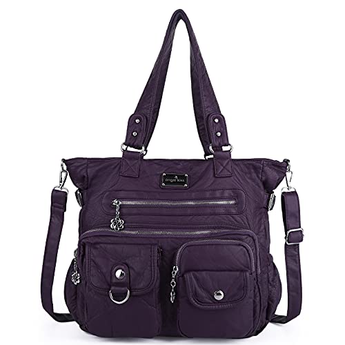 Angelkiss Purses and Handbag for Women Soft PU Leather Shoulder Handbag Hobo Bags Satchel Shoulder Bags Ladies Tote Crossbody Travel Bag PURPLE