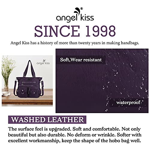 Angelkiss Purses and Handbag for Women Soft PU Leather Shoulder Handbag Hobo Bags Satchel Shoulder Bags Ladies Tote Crossbody Travel Bag PURPLE