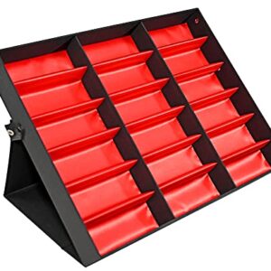 Home-X 18-Slot Standing Glasses Organizer, Glasses Holder, Commercial Sunglasses and Eyewear Display, Collectables Storage Box, Travel Display Case, 18 ¾" L x 15" W x 2 ¼" H, Red