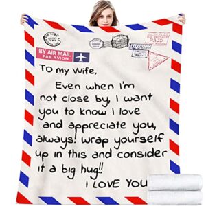 koxhox to my wife letter blanket throw never forget that i love you blanket to my wife from husband for birthday wedding valentine’s day blanket gift (5060in,to my wife-2)