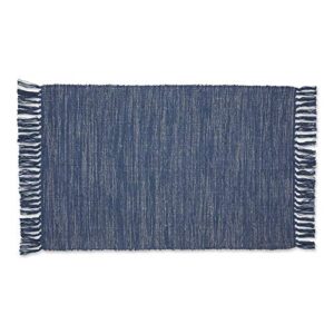 dii woven rugs collection ribbed reversible cotton, 2×3′, french blue & off-white
