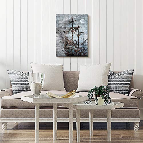 Canvas Wall Art for Bedroom Wall Decor for Bathroom Simple Life Abstract Black and White Art Ship Painting Modern Framed Office Canvas Art Prints Ready to Hang Pictures for kitchen Home Decorations