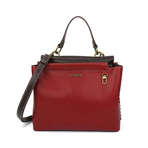 CHALA Charming Satchel with Adjustable Strap - Raccoon - Burgundy