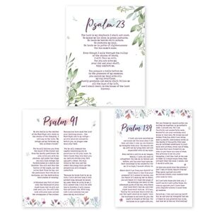 psalm 23, psalm 91, psalm139 wall art prints – set of 3 posters – esv bible page verse wall decor – 8×10 – unframed