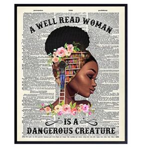 african american wall art – classroom decor – never underestimate a girl with a book – black woman poster – african american girl women, black women – motivational wall decor – black art