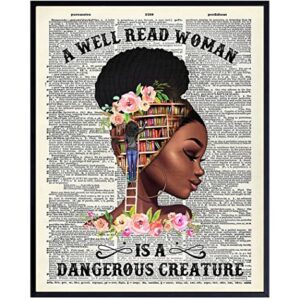 African American Wall Art - Classroom Decor - Never Underestimate a Girl With a Book - Black Woman Poster - African American Girl Women, Black Women - Motivational Wall Decor - Black Art