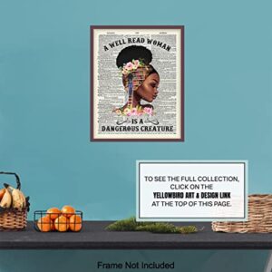 African American Wall Art - Classroom Decor - Never Underestimate a Girl With a Book - Black Woman Poster - African American Girl Women, Black Women - Motivational Wall Decor - Black Art