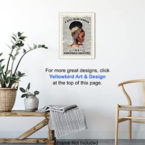 African American Wall Art - Classroom Decor - Never Underestimate a Girl With a Book - Black Woman Poster - African American Girl Women, Black Women - Motivational Wall Decor - Black Art