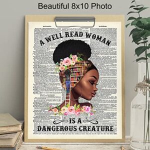 African American Wall Art - Classroom Decor - Never Underestimate a Girl With a Book - Black Woman Poster - African American Girl Women, Black Women - Motivational Wall Decor - Black Art