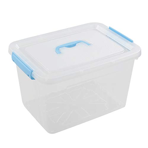 Doryh 12 L Plastic Storage Bin with Lid, Clear Transparent Box with Handles Set of 1